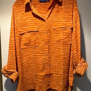 Apt. 9 Vibrant Orange Zebra Print Shirt Size Large